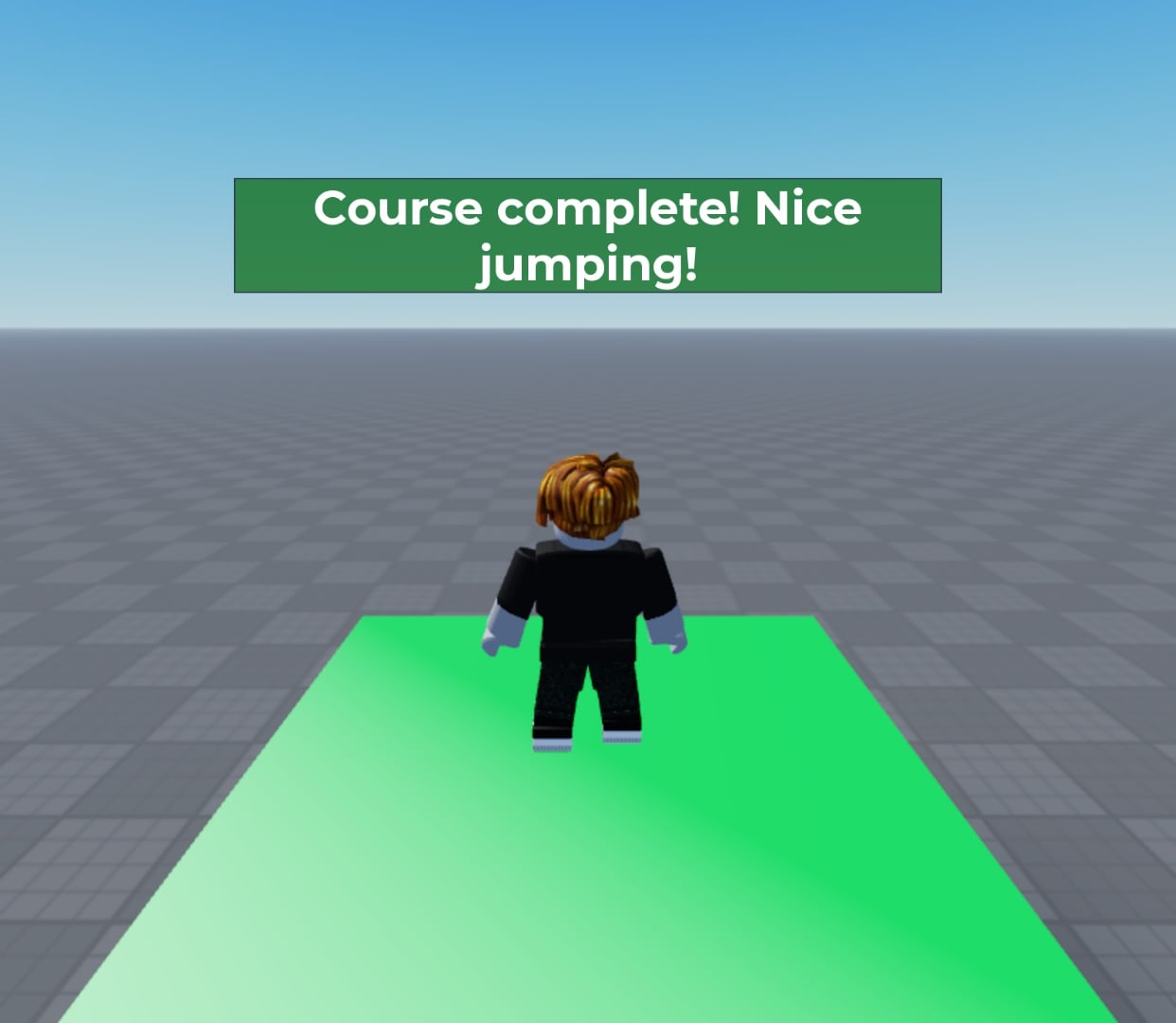 The completion message during the real playtest